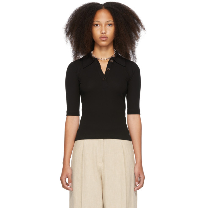 ROSETTA GETTY BLACK MERCERIZED COTTON POLO