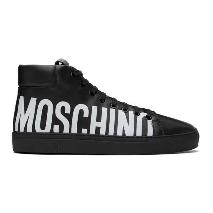 MOSCHINO BLACK LOGO HIGH SNEAKERS