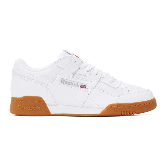 REEBOK WHITE LEATHER WORKOUT PLUS SNEAKERS