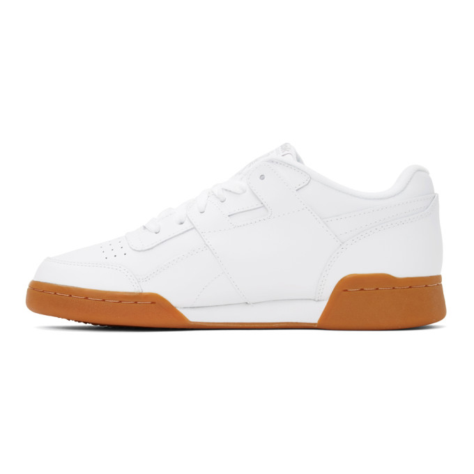 REEBOK WHITE LEATHER WORKOUT PLUS SNEAKERS