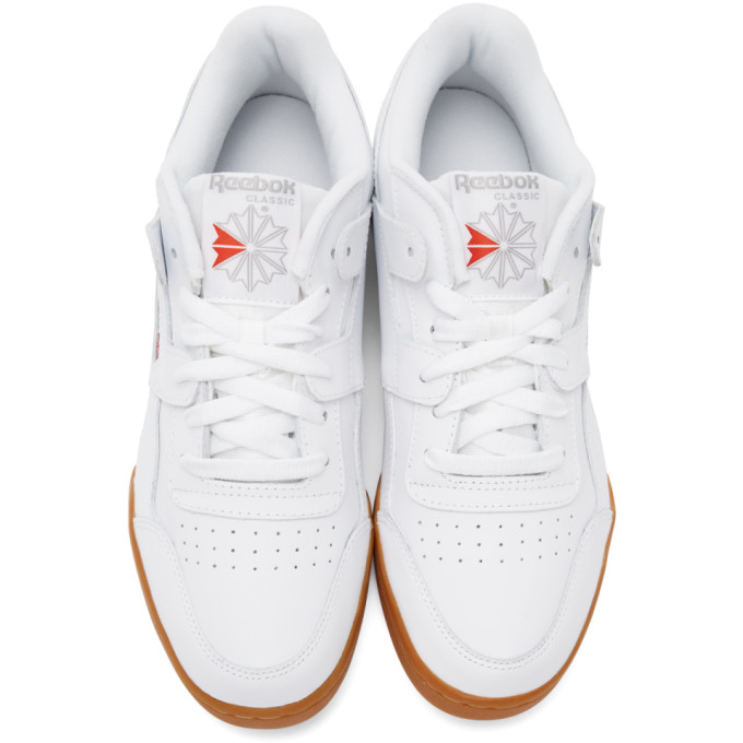 REEBOK WHITE LEATHER WORKOUT PLUS SNEAKERS