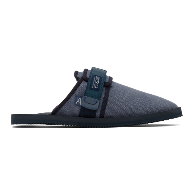 SUICOKE NAVY DANIEL ARSHAM EDITION SHEARLING ZAVO-MABDA SANDALS