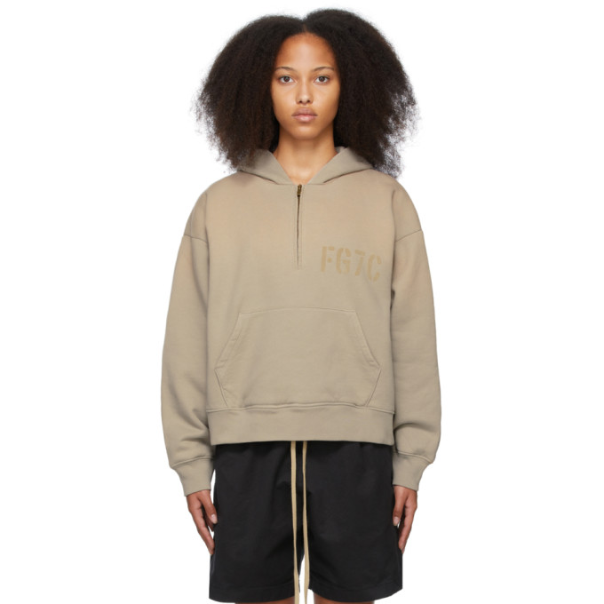 Shop Fear Of God Beige Half-zip Hoodie In 041 Vintage Paris Sk