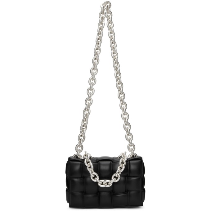 Click to view more detailed imagery on our partner's website Bottega Veneta Chain Cassette Padded Intrecciato Crossbody Bag In Black