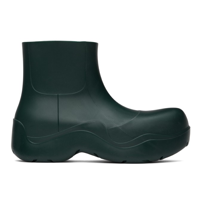 Shop Bottega Veneta Green Puddle Boots In 4615 Inkwel