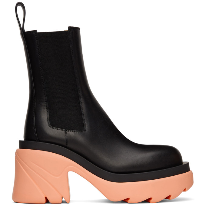 Click to view more detailed imagery on our partner's website Bottega Veneta Wardrobe 02 Flash Contrast-sole Tire Ankle Boots In Black/flami