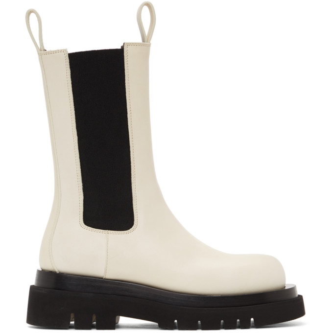 Shop Bottega Veneta Off-white Lug Boots In 9031 Sea Sa