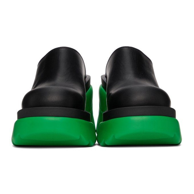 Shop Bottega Veneta Black & Green Flash Mules