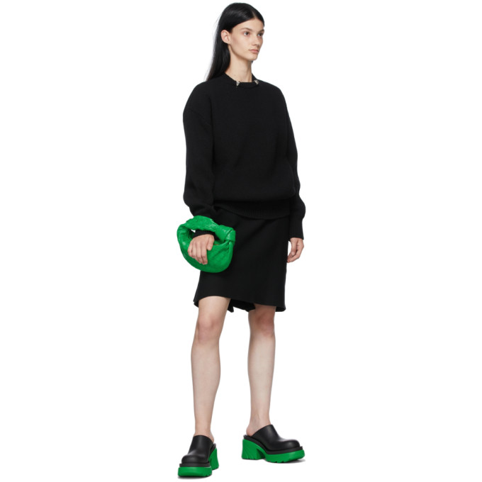 Shop Bottega Veneta Black & Green Flash Mules