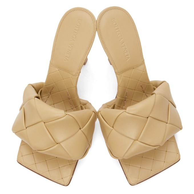 Shop Bottega Veneta Beige Intrecciato Lido Heeled Sandals In 2624 Cane