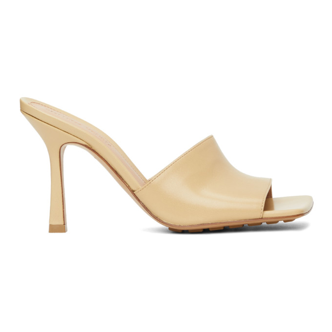 Bottega Veneta Beige Stretch Heeled Mules In 2624 Cane