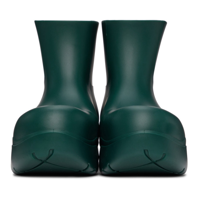 Shop Bottega Veneta Green Matte Puddle Chelsea Boots In 4615 Billiard