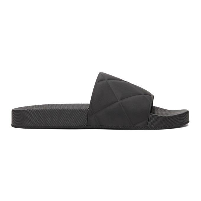 Click to view more detailed imagery on our partner's website Bottega Veneta Embossed Maxi Intrecciato Pool Slides In 1000 Black