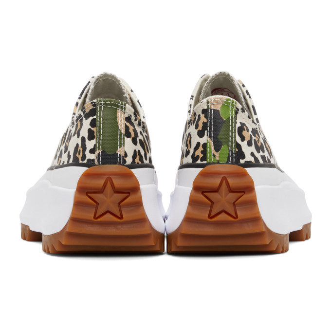 Shop Converse Beige Cheetah Run Star Hike Low Sneakers In Driftwood/light