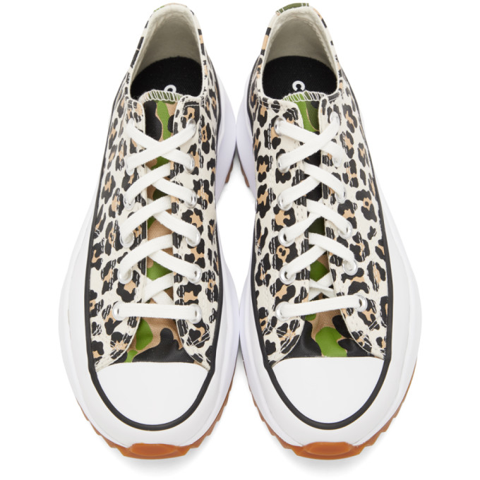 Shop Converse Beige Cheetah Run Star Hike Low Sneakers In Driftwood/light