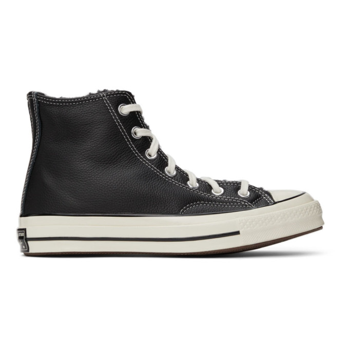 converse black leather chuck 70 high sneakers
