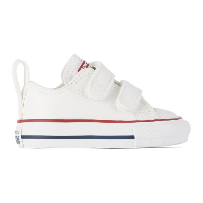 CONVERSE BABY WHITE LEATHER EASY-ON CHUCK TAYLOR ALL STAR SNEAKERS