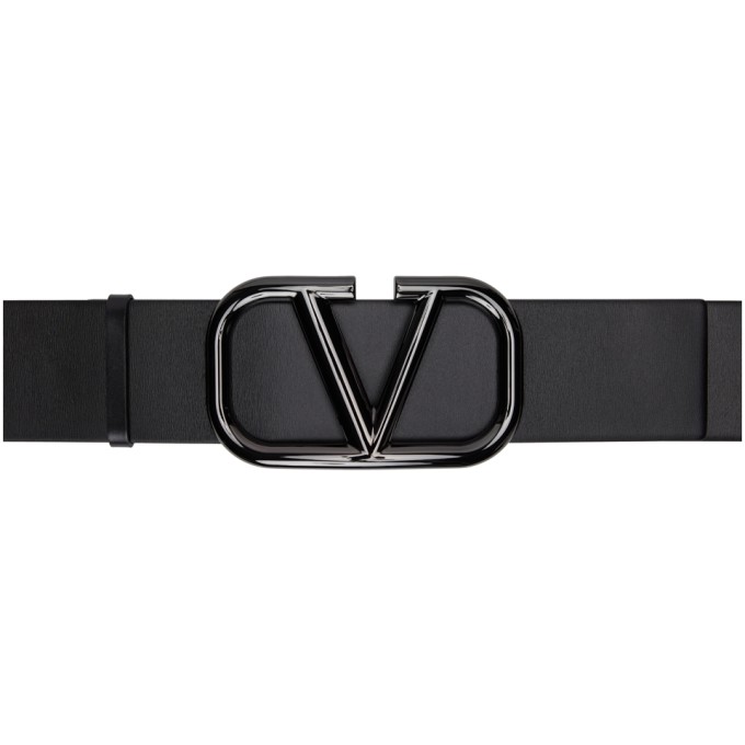 Shop Valentino Black Large Vlogo Belt In 0no Black