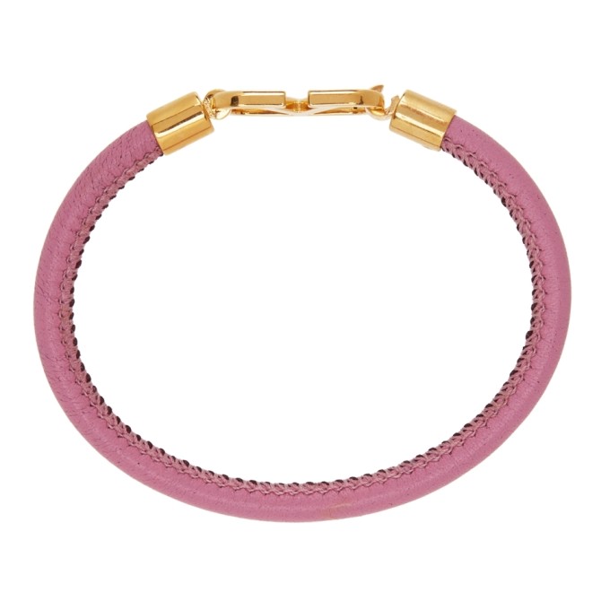 Shop Valentino Pink Leather Vlogo Bracelet In M38 Dawn Pink