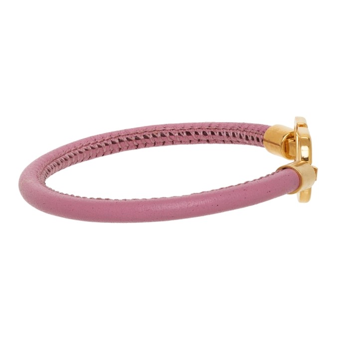 Shop Valentino Pink Leather Vlogo Bracelet In M38 Dawn Pink