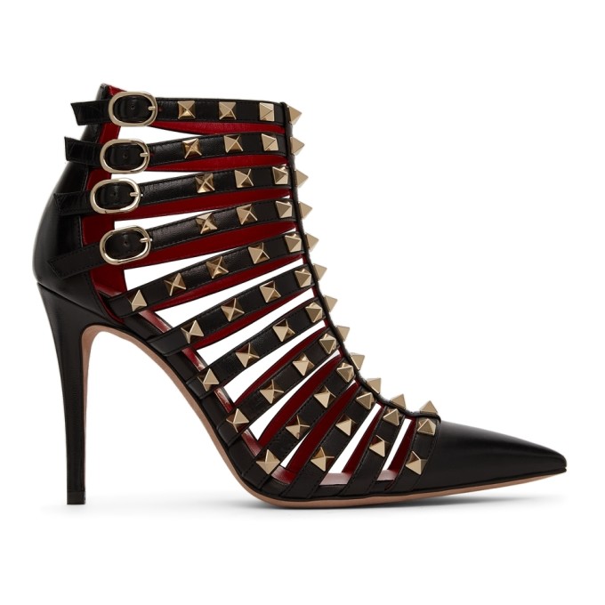 Shop Valentino Black Rockstud Alcove Boots In 0no Black