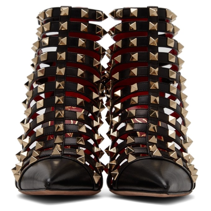 Shop Valentino Black Rockstud Alcove Boots In 0no Black