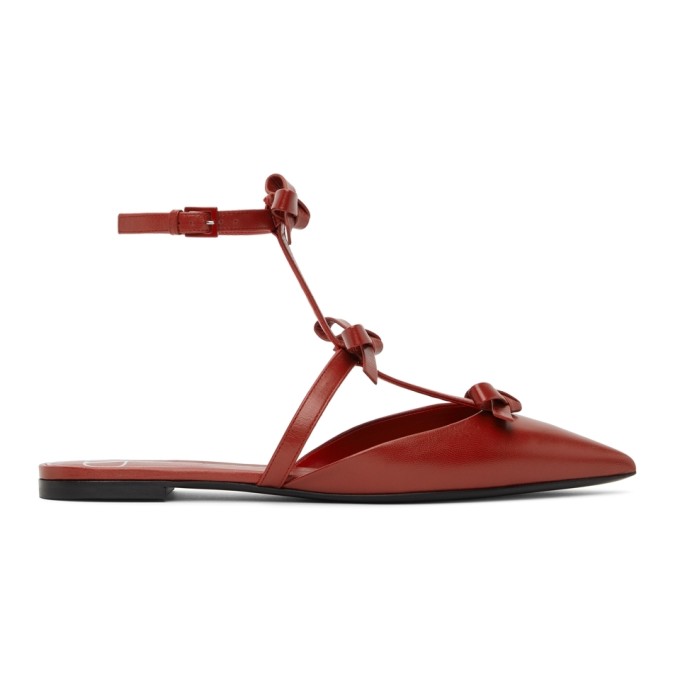 VALENTINO GARAVANI RED FRENCH BOW CAGE SLIPPERS