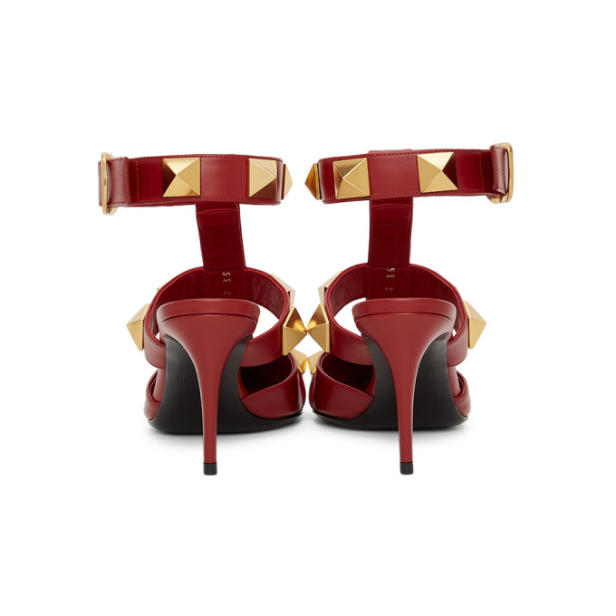 Shop Valentino Red Roman Stud 80 Heels In 0ro Cinnamon