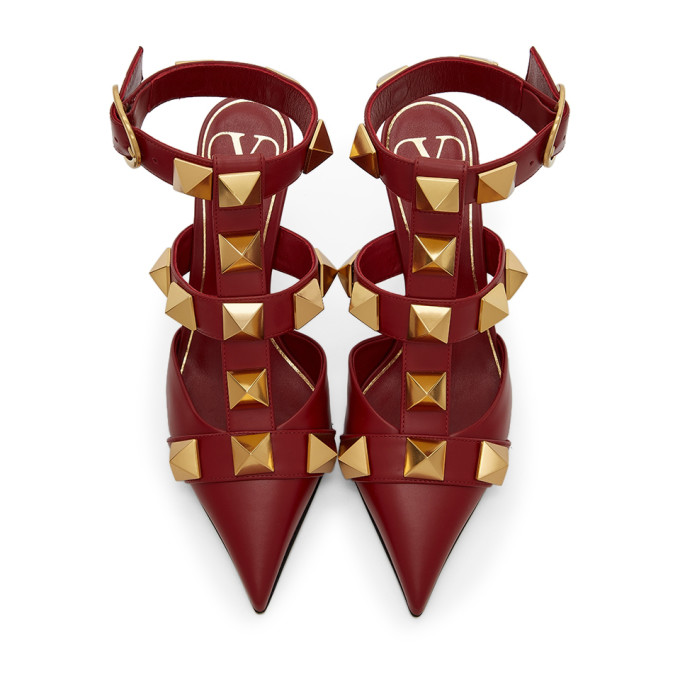 Shop Valentino Red Roman Stud 80 Heels In 0ro Cinnamon