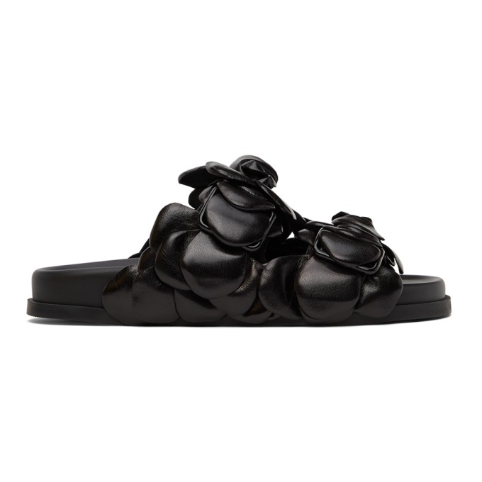 VALENTINO GARAVANI BLACK 03 ROSE EDITION ATELIER PETAL SANDALS