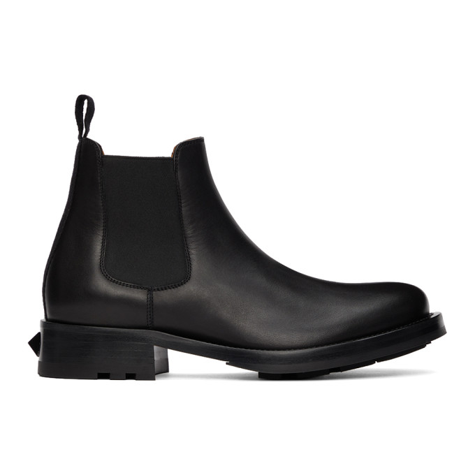 Click to view more detailed imagery on our partner's website Valentino Garavani Roman Stud Ankle Boots In Black Leather In 0no Nero/nero