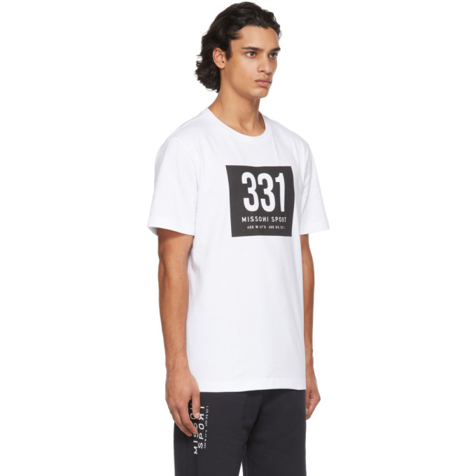 Shop Missoni Sport White Logo T-shirt In 331 Old Whi