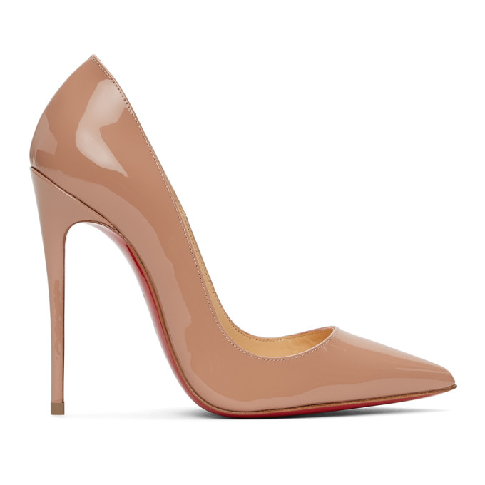 Christian Louboutin So Kate Patent Pointed-toe Red Sole Pump In Nude
