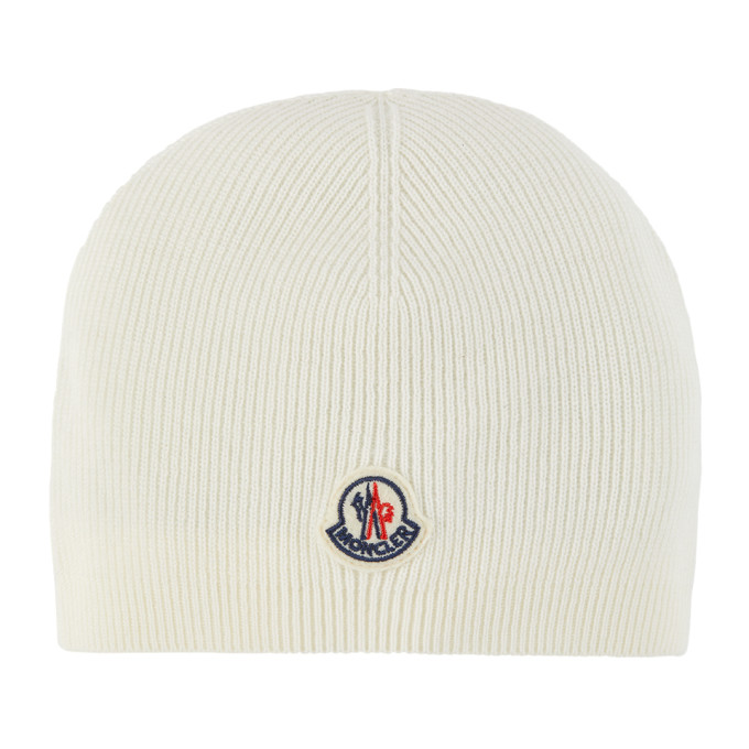 Moncler Baby Off-white Wool Beanie In Ivory