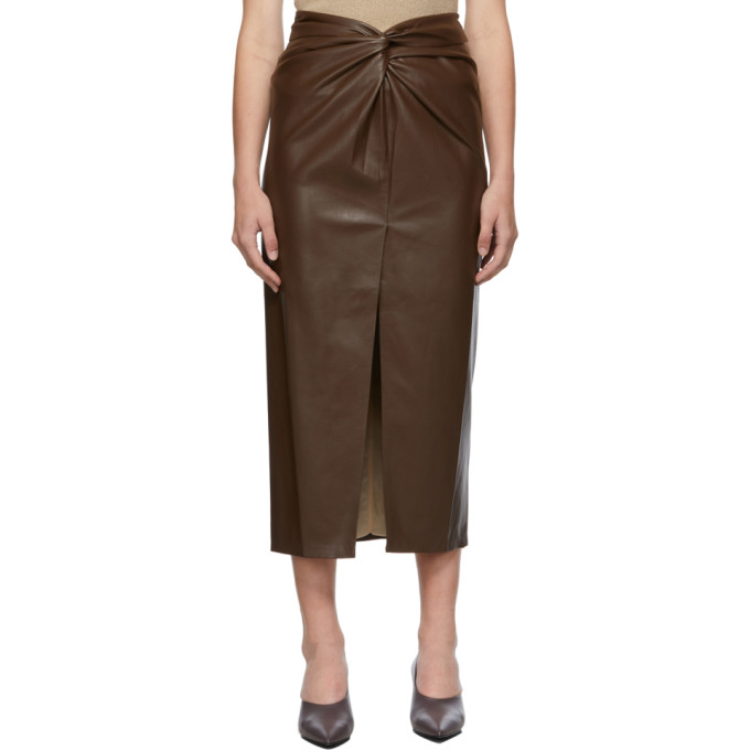 dark brown faux leather skirt