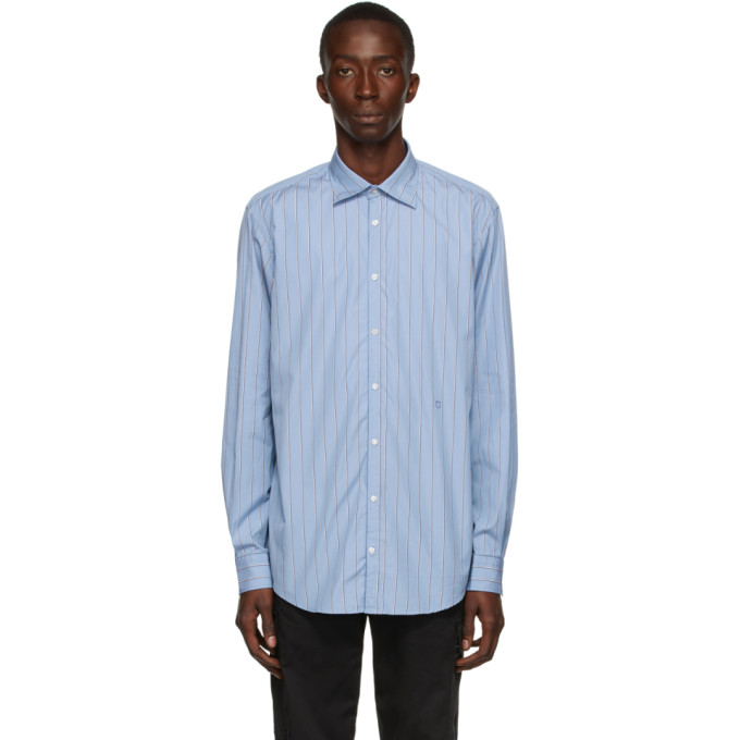 Massimo Alba Blue Poplin Striped Genova Shirt