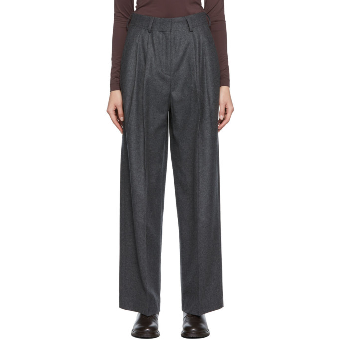HOUSE OF DAGMAR GREY VALENTINA FLANNEL TROUSERS