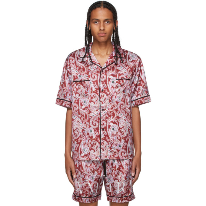 Click to view more detailed imagery on our partner's website Amiri Mens Red Paisley-print Relaxed-fit Crepe Shirt S In Red-viscose
