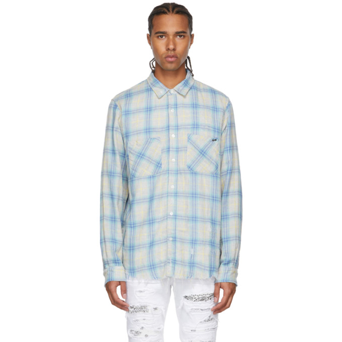 AMIRI MULTICOLOR CHECK DISTRESSED SHIRT