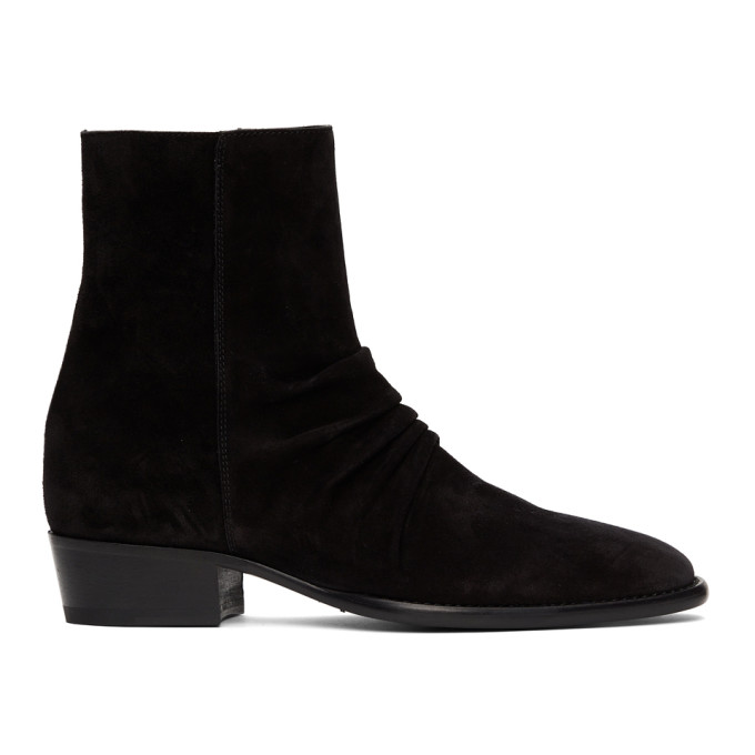 AMIRI BLACK SUEDE STACK BOOTS