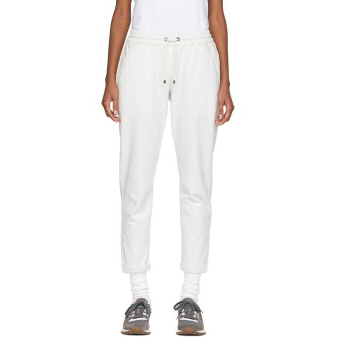 BRUNELLO CUCINELLI OFF-WHITE COTTON MONILI LOUNGE trousers