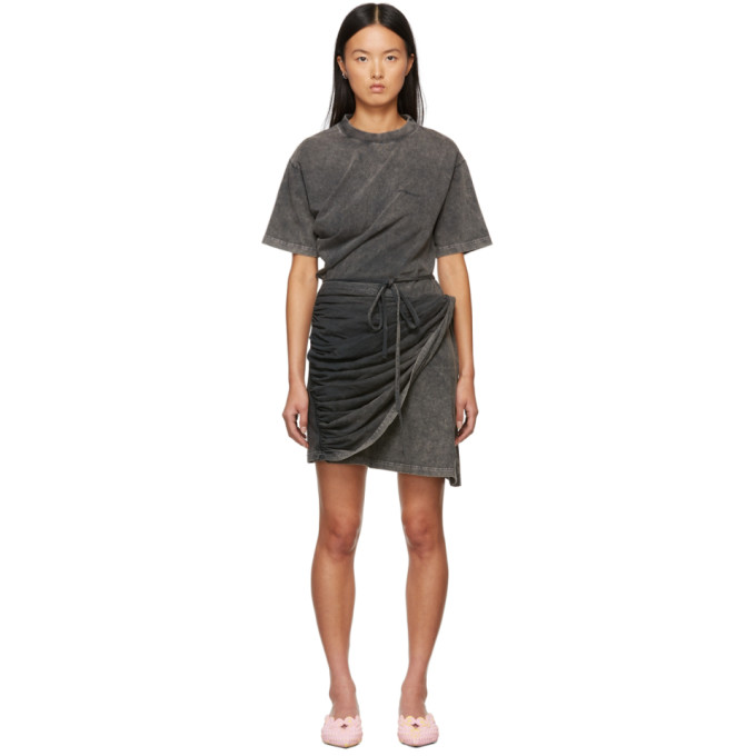 Y/PROJECT BLACK TWISTED T-SHIRT DRESS