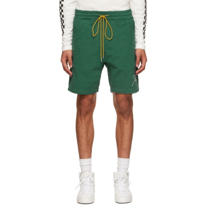 RHUDE GREEN LOGO SWEAT SHORTS