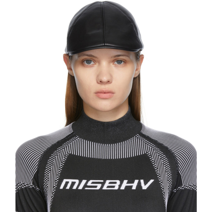 MISBHV BLACK FAUX-LEATHER 1997 CANNES FLAT CAP