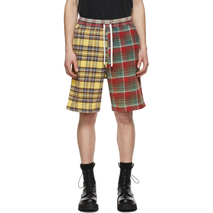 Shop R13 Yellow & Red Multi-plaid Shorts