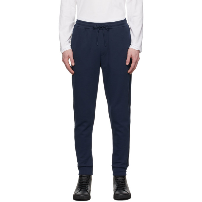 Hugo Boss Navy Logo Tape Tracksuit Lounge Pants In 410 Navy