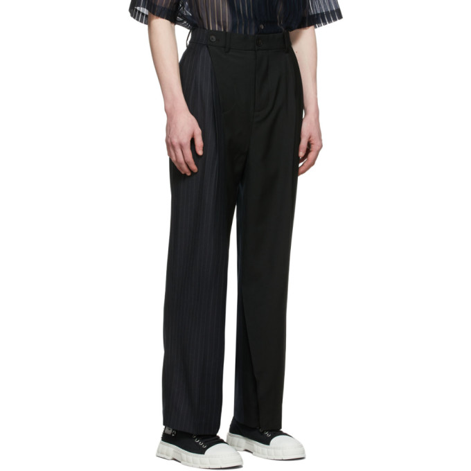 Shop Feng Chen Wang Blue Stripe Trousers