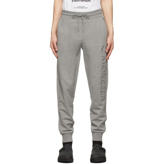 Shop Moncler Grey Embroidered Lounge Pants In 989 Grey