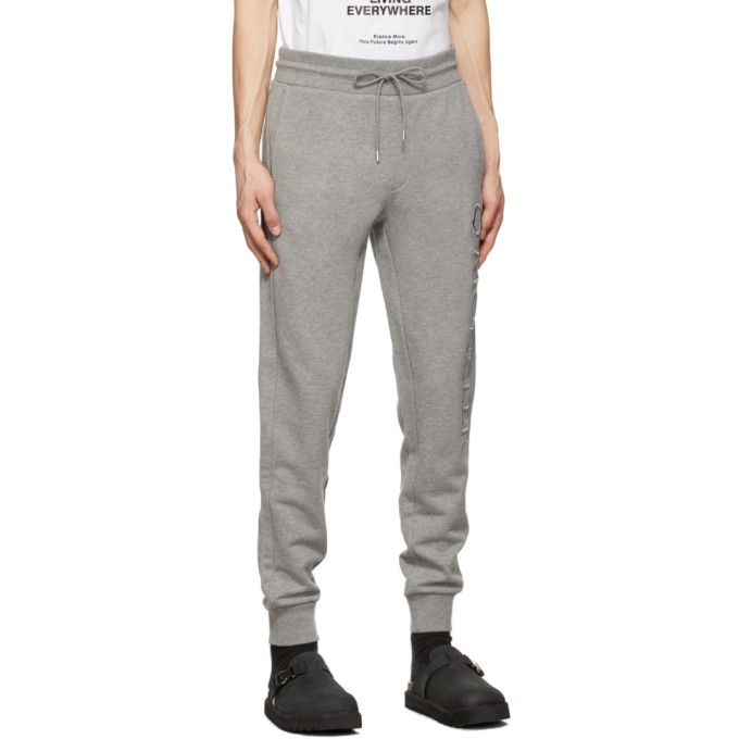 Shop Moncler Grey Embroidered Lounge Pants In 989 Grey