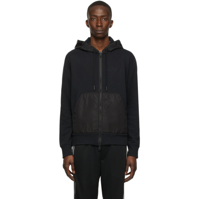 Shop Moncler Black Recycled Jersey Zip-up Hoodie In 999 Black